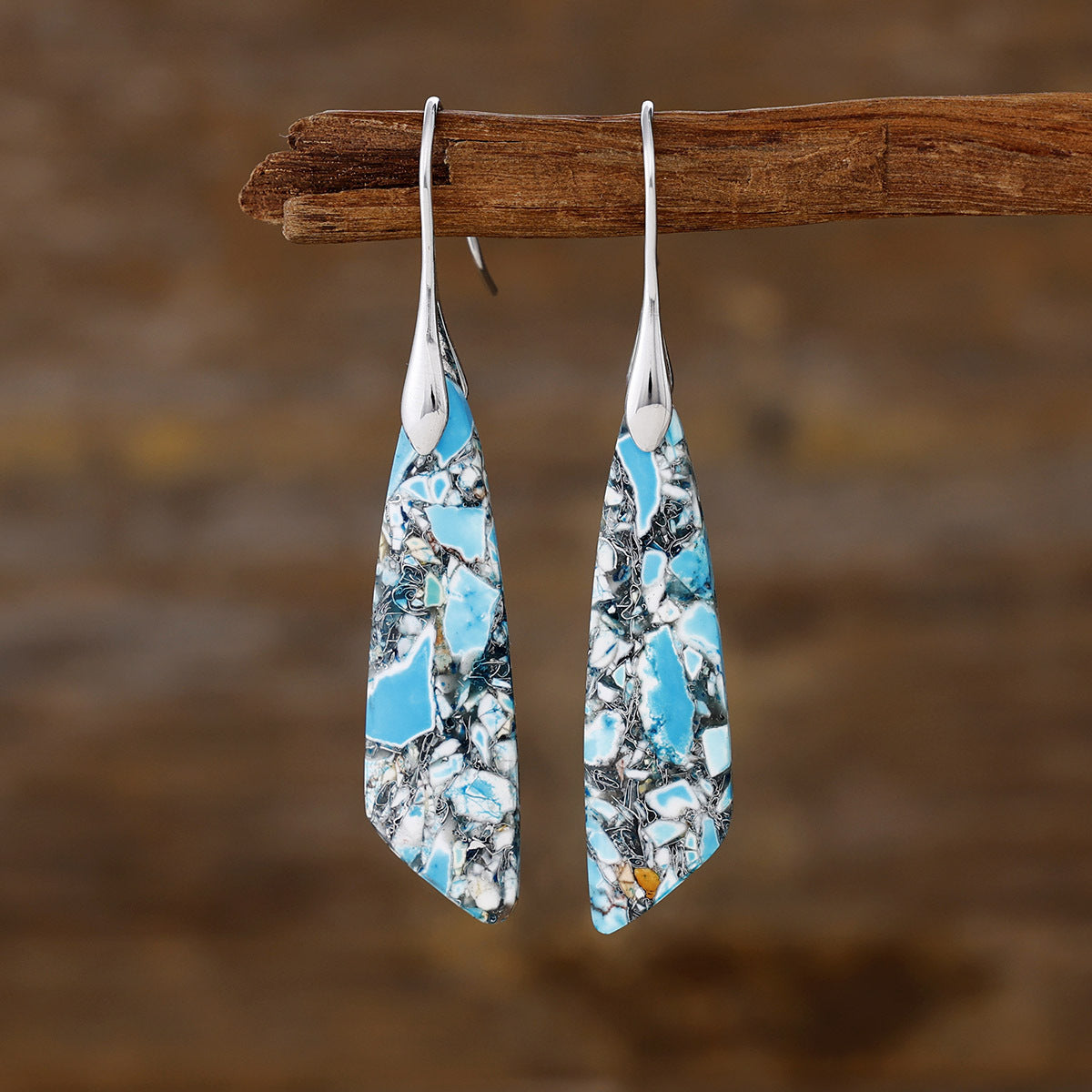 Strength-Hand-cut Natural Stone Pendant Earrings