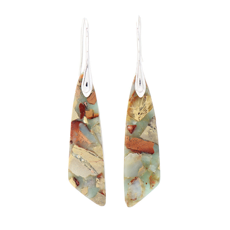 Strength-Hand-cut Natural Stone Pendant Earrings