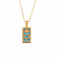 The Empress - Tarot Card 18k | Silver Dainty Necklace with Blue Enamel